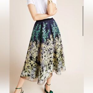 Anthropologie Julie Embroidered Tulle Skirt